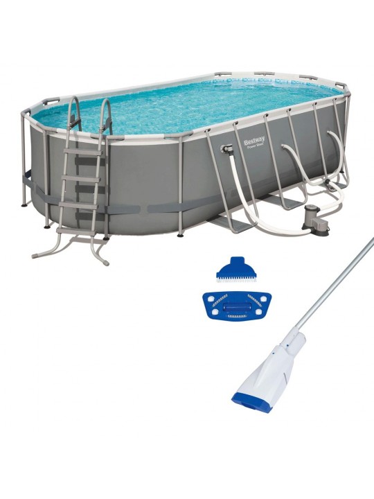 Power 18ft x 9ft x 48in Above Ground Pool Set with Pump and Aqua Vacuum