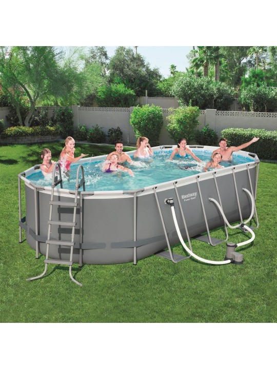 Power 18ft x 9ft x 48in Above Ground Pool Set with Pump and Aqua Vacuum