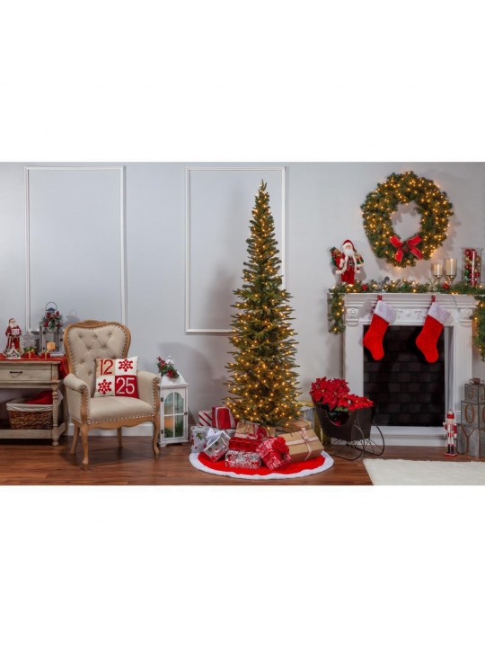 7.5 ft. Natural Cut Narrow Lincoln Pine Artificial Christmas Tree with 300 Clear Lights
