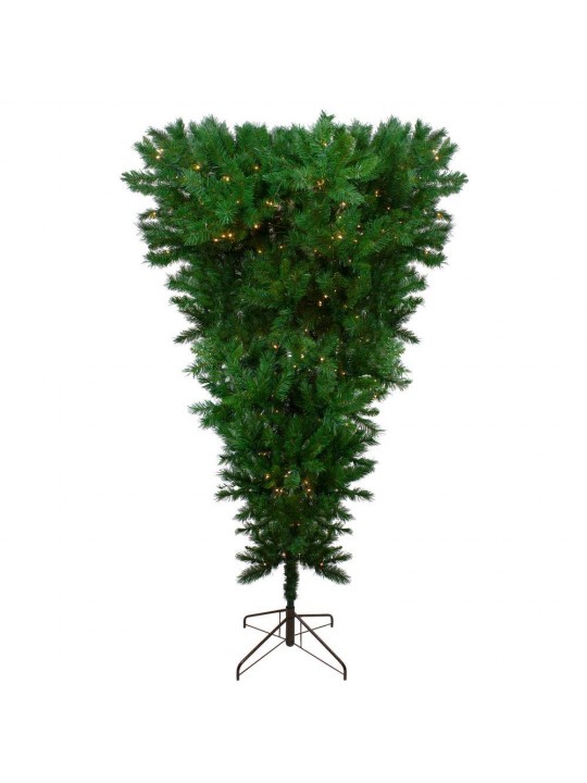 7 ft. Pre-Lit LED Sugar Pine Upside Down Artificial Christmas Tree with Clear Lights