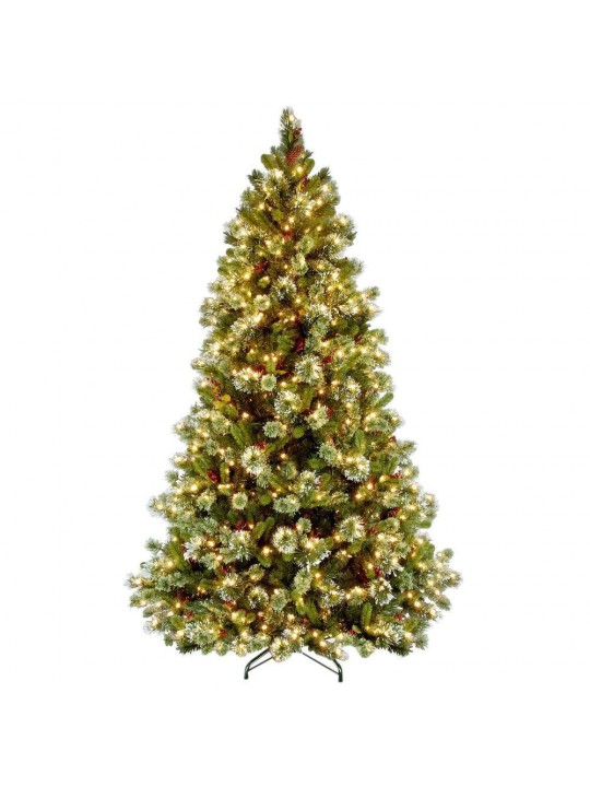 7-1/2 ft. Wintry Pine Medium Hinged Artificial Christmas Tree with 650 Clear Lights