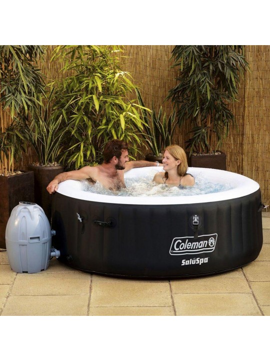 SaluSpa 4 Person Portable Inflatable Outdoor Spa Hot Tub, Black