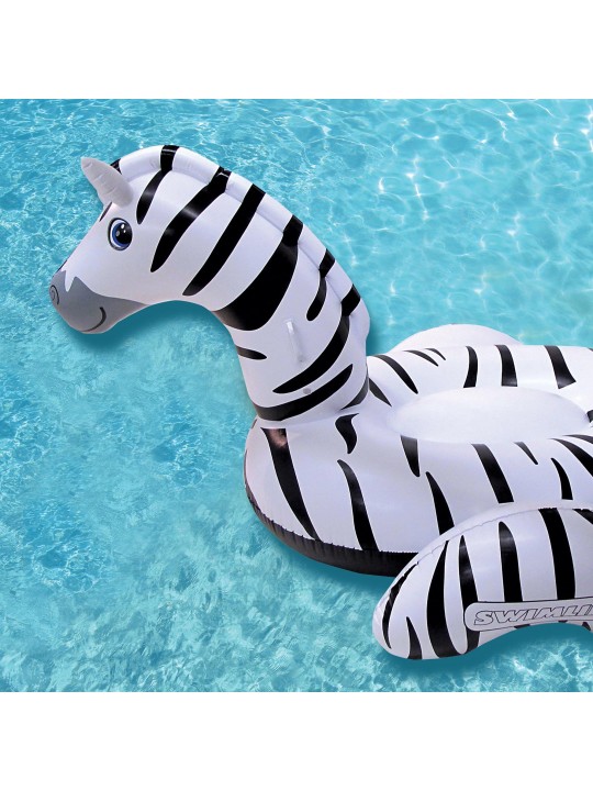 Zebra 2-Person Ride-On Inflatable Vinyl Swimming Pool Float (6 Pack)