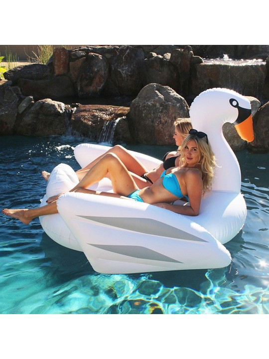 Giant Large Inflatable Swan Pool Lake Water Float Raft, White (4 Pack)