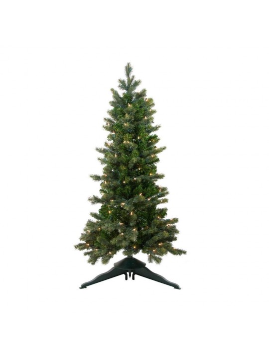 48 in. Pre-Lit Savannah Spruce Slim Artificial Christmas Tree with Clear Lights