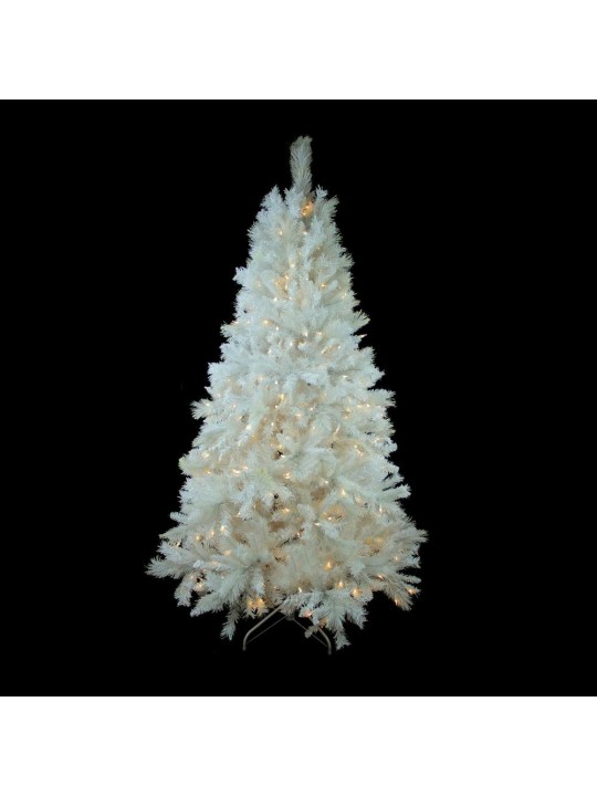 6.5 ft. Pre-Lit Single Plug Medium White Iridescent Pine Artificial Christmas Tree Multi-Function LED Lights
