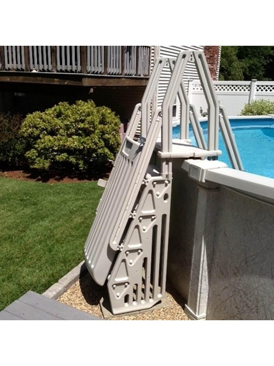 Adjustable 24 Inch Gated Entry Above Ground Pool Ladder, White
