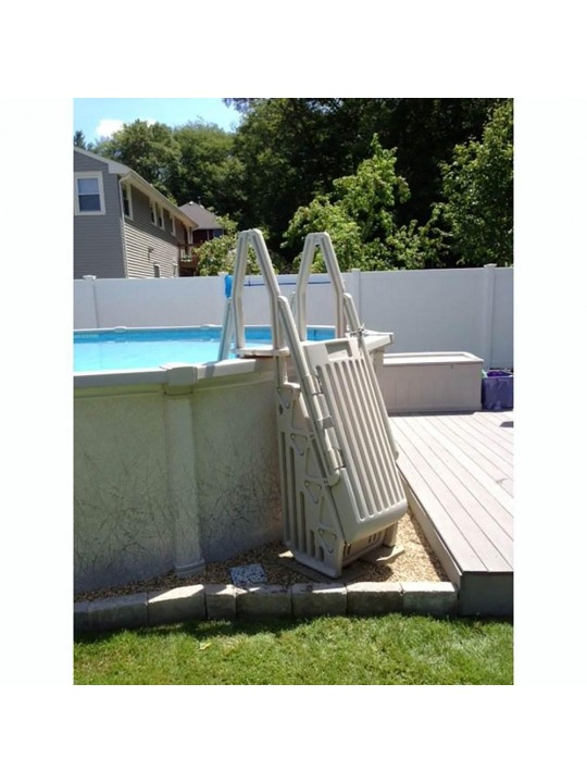 Adjustable 24 Inch Gated Entry Above Ground Pool Ladder, White