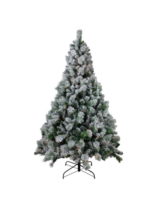 7.5 ft. Pre-Lit Flocked Somerset Spruce Artificial Christmas Tree with Clear Lights