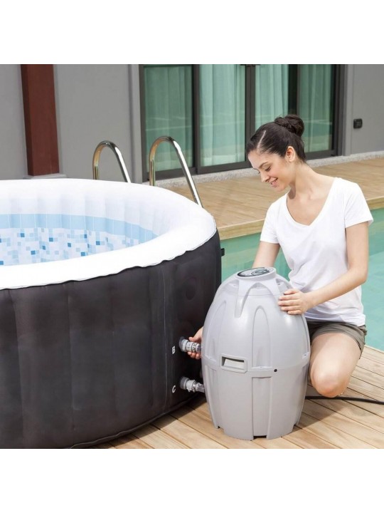 SaluSpa 4 Person Inflatable Outdoor Spa Hot Tub + 12 Cartridge Refills