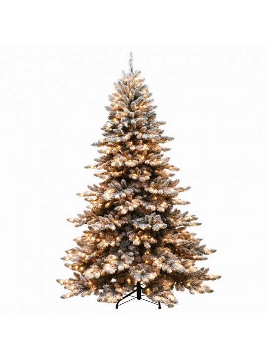 7.5 ft. Pre-Lit Flocked Princess Spruce Artificial Christmas Tree with 700 UL Listed Clear Lights