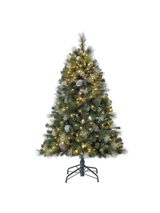 Lincoln 5 ft. 300 LED Bulb Christmas Tree with Pine Cones and Glitter