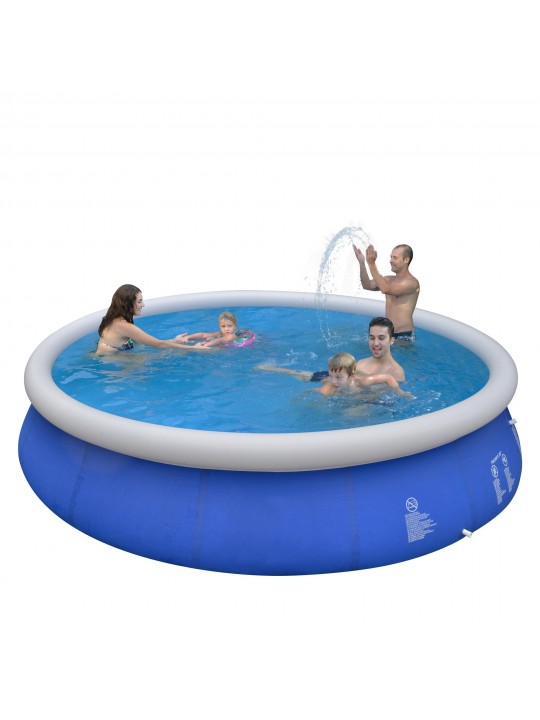 15' Marine Blue and White Inflatable Above Ground Prompt Swimming Pool Set