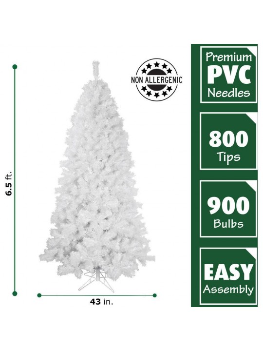 6.5 ft. Pre-Lit LED White Frosted Valley Christmas Tree with Clear Smart Lights