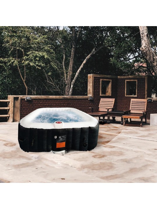 Square Inflatable Hot Tub Spa With Cover - 4 Person - 160 Gallon - Black and White
