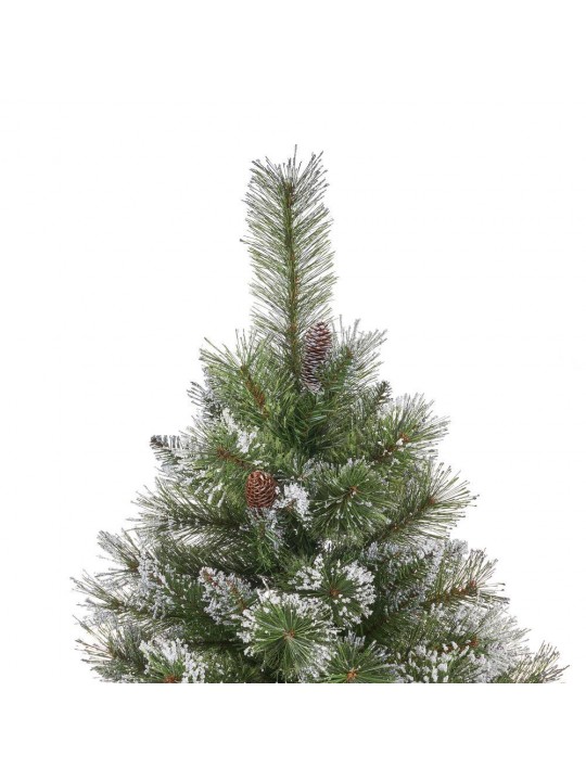 7 ft. Unlit Mixed Spruce Hinged Artificial Christmas Tree with Snow Branches and Frosted Pinecones