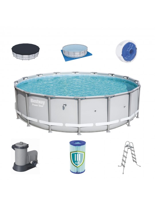 18 x 4.3 ft Reinforced Power Steel Frame Above Ground Swimming Pool Set