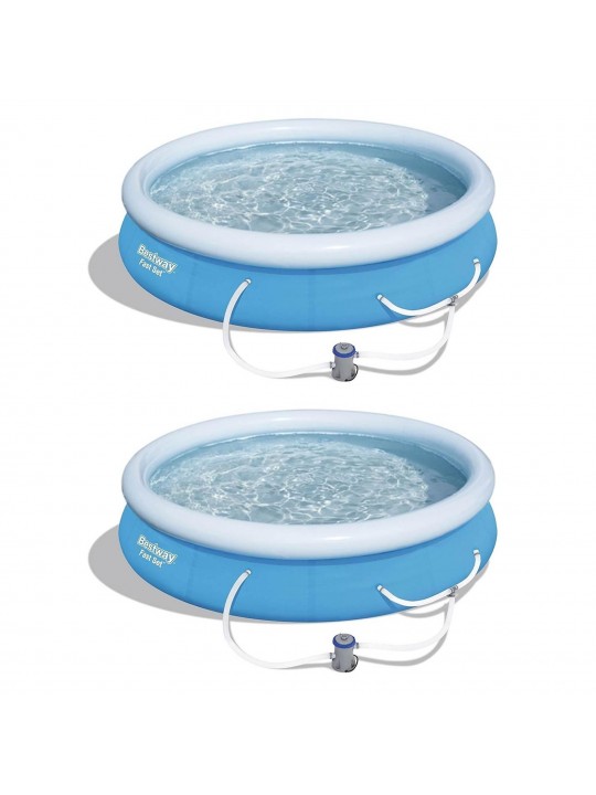 12ft x 30in Fast Set Above Ground Swimming Pool w/ Filter Pump (2 Pack)