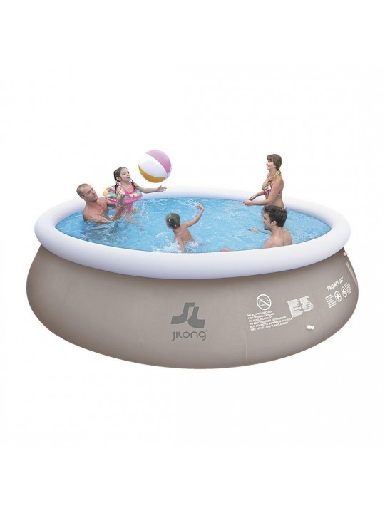 18' Inflatable Above Ground Round Prompt Swimming Pool Set - Gray/White