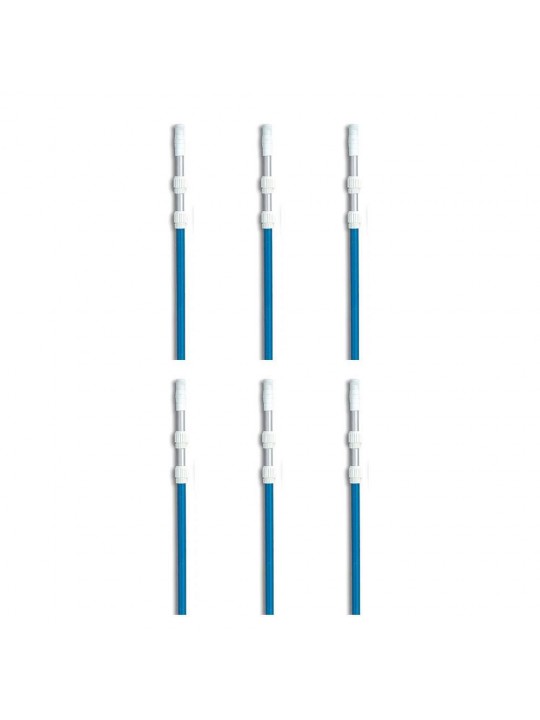 Universal 3 Piece Anodized Swimming Pool Telescopic Pole (6 Pack)