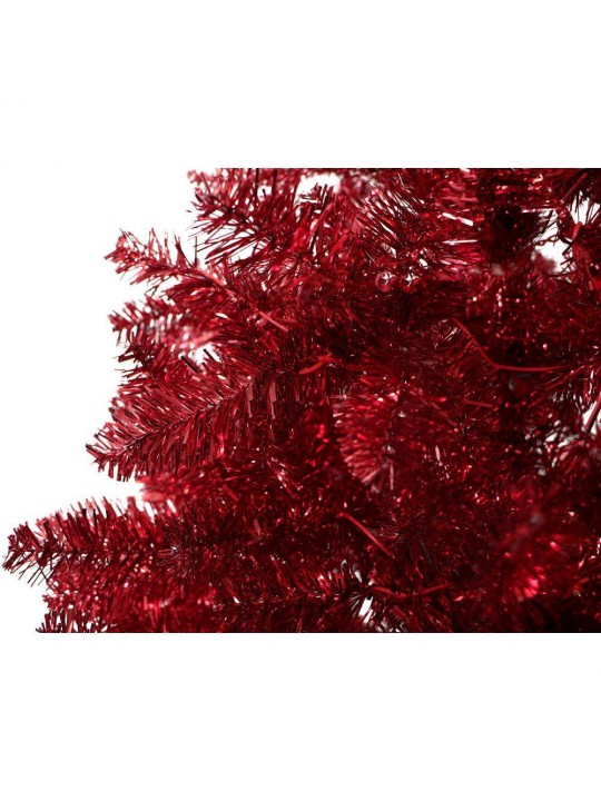 5 ft. Festive Red Tinsel Christmas Tree with Clear Lighting