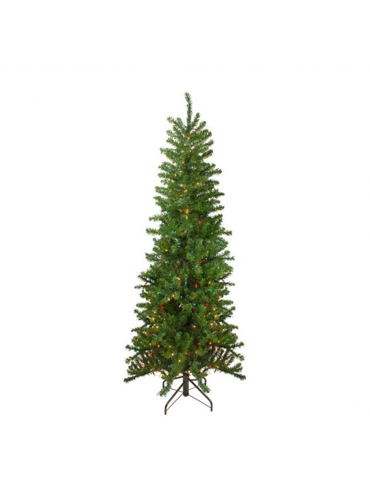 6.5 ft. Pre-Lit Canadian Pine Artificial Pencil Christmas Tree with Multi-Lights