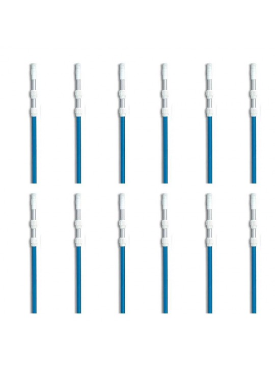 Universal 3 Piece Anodized Swimming Pool Telescopic Pole (12 Pack)