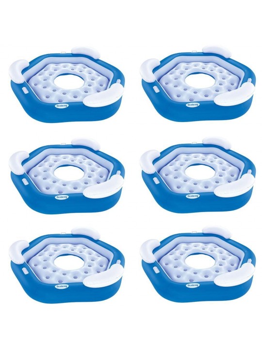 3-Person Floating Water Island Lounge Raft With Open Bottom (6 Pack)