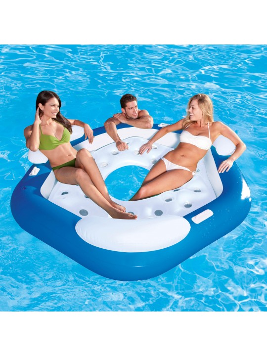 3-Person Floating Water Island Lounge Raft With Open Bottom (6 Pack)