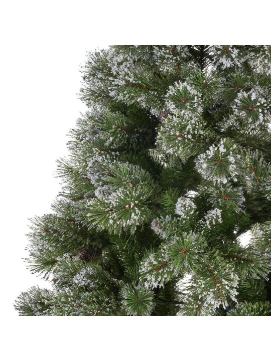 7.5 ft. Unlit Mixed Spruce Hinged Artificial Christmas Tree with Snow Branches and Frosted Pinecones