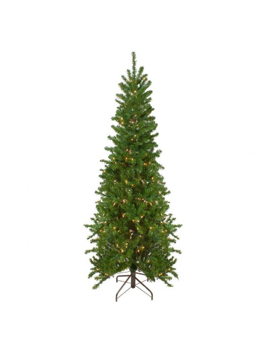 7.5 ft. Pre-Lit Canadian Pine Artificial Pencil Christmas Tree with Clear Lights