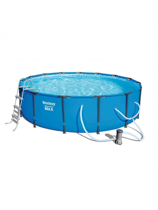15ft x 42in Steel Pro Max Round Frame Above Ground Pool and Vacuum