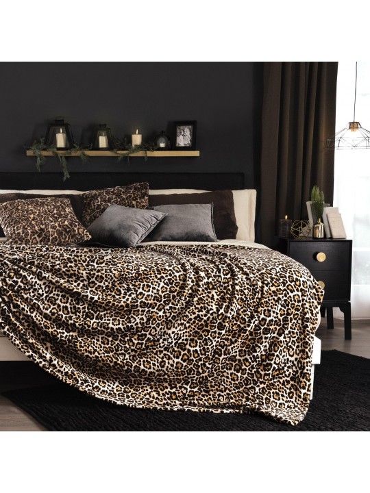Frazed Light Bed Cover Leopard
