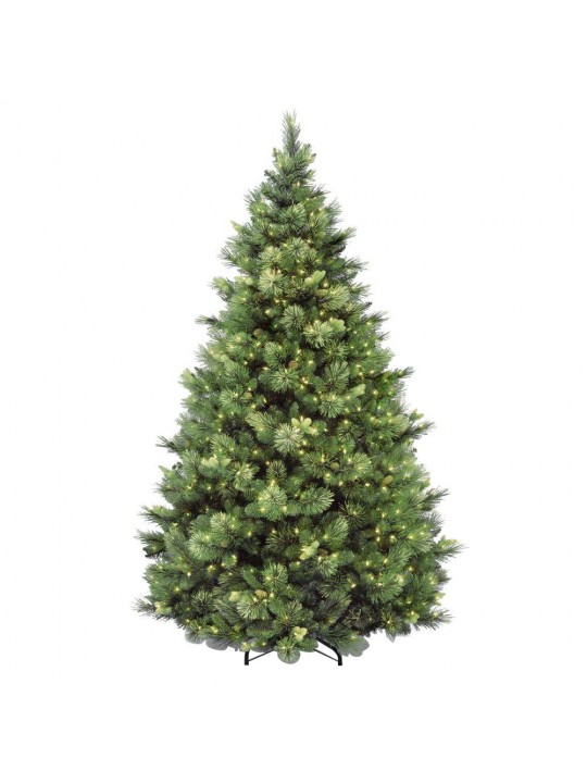 7-1/2 ft. Carolina Pine Hinged Artificial Christmas Tree with 86 Flocked Cones and 750 Clear Lights