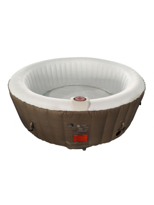 Round Inflatable Hot Tub Spa With Cover - 6 Person - 265 Gallon - Brown and White
