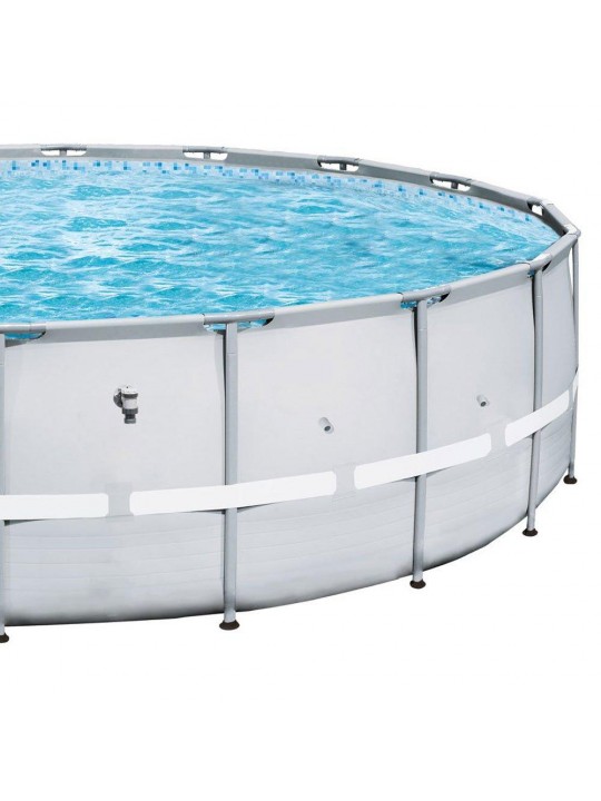 18ft x 52in Power Steel Pro Round Frame Above Ground Swimming Pool, Gray