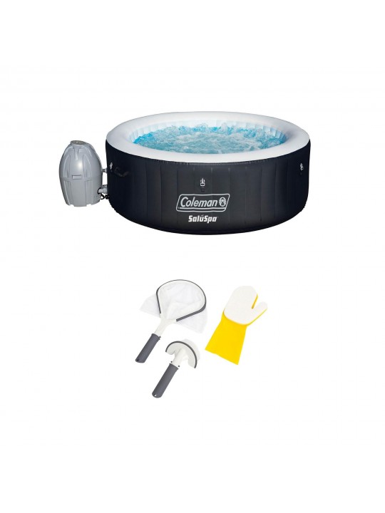 SaluSpa 4 Person Inflatable Hot Tub + 3 Piece Cleaning Tool Set