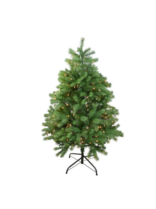 4 ft. Pre-Lit Noble Fir Full Artificial Christmas Tree with Clear Lights