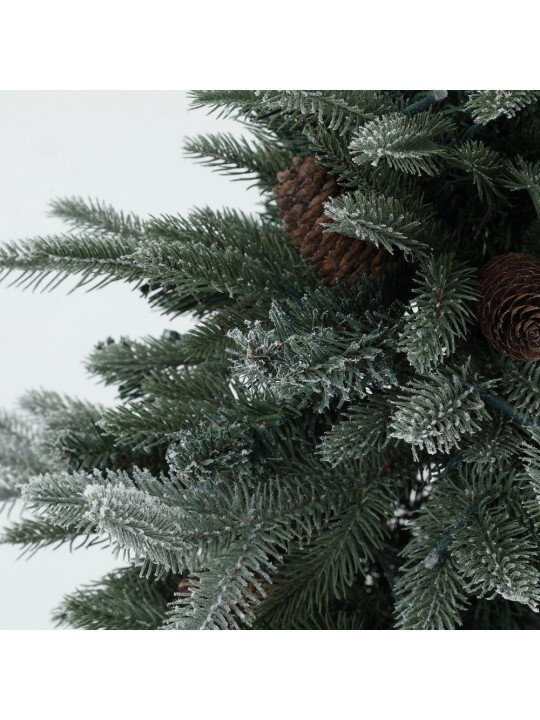 4.5 ft. Pre-Lit Flocked Porch Christmas Tree with Pinecones