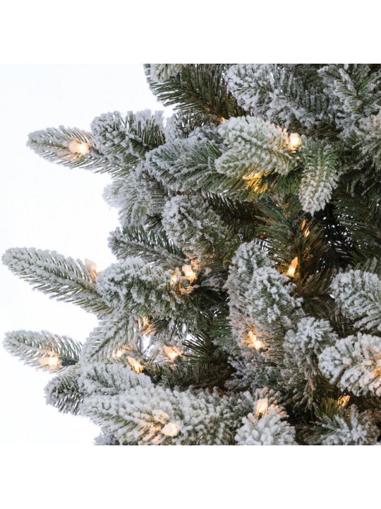 7.5 ft. Flocked Natural Cut Swiss Mountain Fir Artificial Christmas Tree with 800 Clear Lights