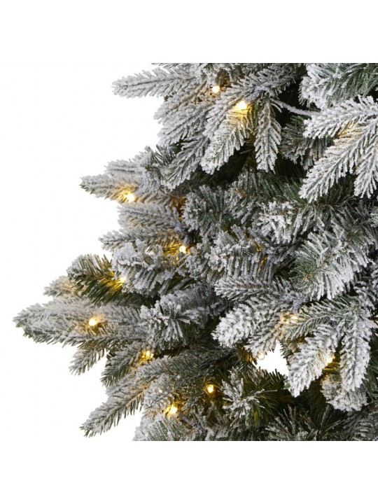 4 ft. Pre-Lit Flocked Full Bodied Swedish Spruce Artificial Christmas Tree with 170 Clear LED Lights