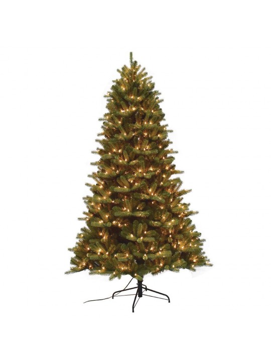 7.5 ft. Pre-Lit Mixed Balsam PE and PVC  Artificial Christmas  Trees with 600 Lights