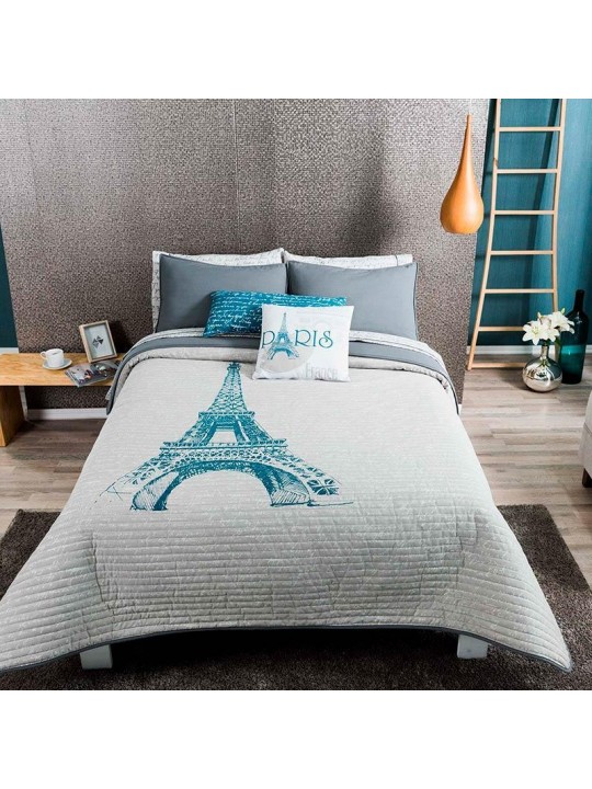 Paris Quilt Set, Reversible to grey