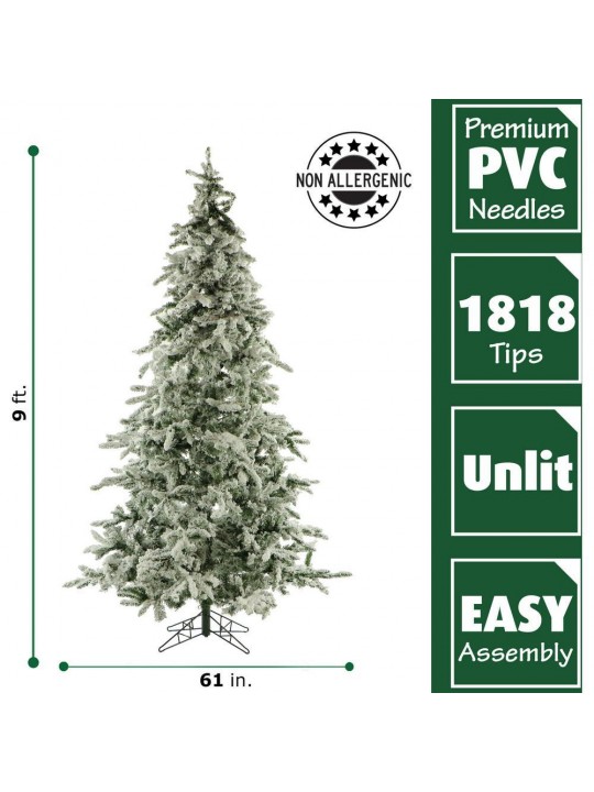 9 ft. Unlit Flocked Mountain Pine Artificial Christmas Tree