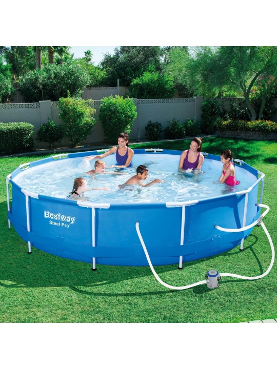 Steel Pro 12ft x 30in Frame Above Ground Pool Set + 6 Cartridges