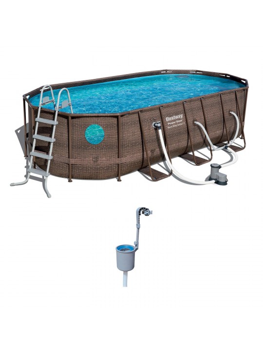 18 x 9 x 4 Foot Power Steel Swim Vista Pool Set + Pool Surface Skimmer