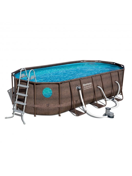 18 x 9 x 4 Foot Power Steel Swim Vista Pool Set + Pool Surface Skimmer