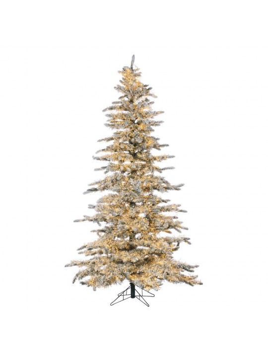 7.5 ft. Pre-Lit LED Flocked Wyoming Snow Pine Artificial Christmas Tree with Micro Lights