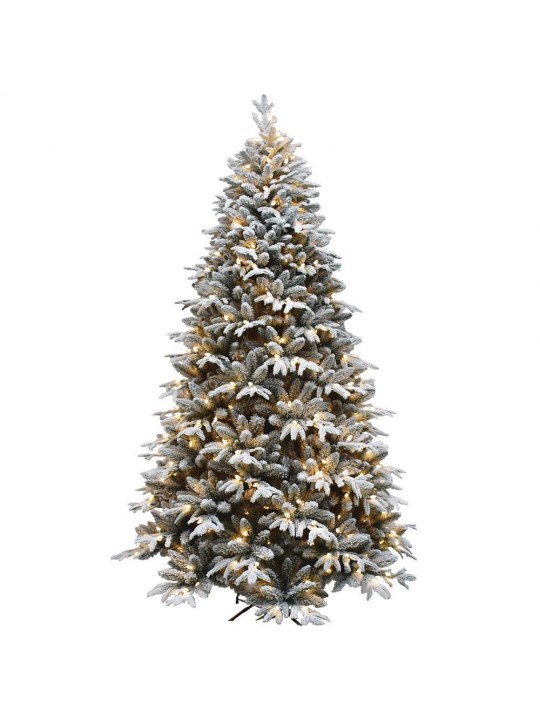 7.5 ft. Pre-Lit LED Flocked Artificial Christmas Tree with 450 Lights