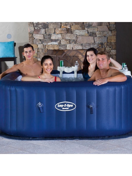 SaluSpa Hawaii 6 Person Portable Inflatable Spa Hot Tub & Drink Holder